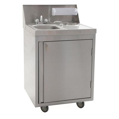 Eagle Group PHS-S-H 44 3/4"H Portable Sink w/ 5"D Bowl, Hot Water, Deck-Mount Faucet, Stainless Steel