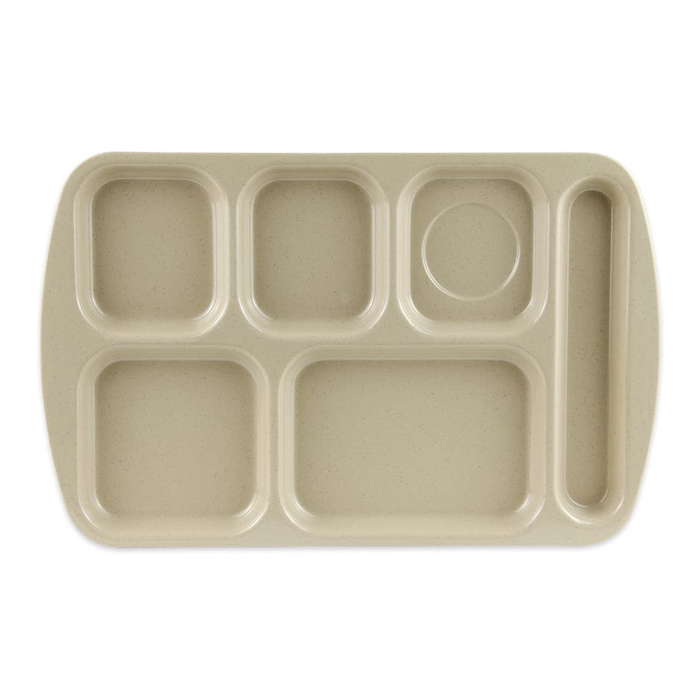 GET TR-151-S Melamine Rectangular Tray w/ 6 Compartments, 15 1/2" x 9 7/8", Sandstone, Right Handed, Beige, 1 Dozen