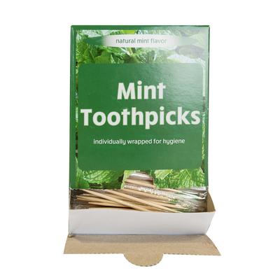 Rofson TMT12 Cello Wrapped Wood Toothpicks, Mint Flavored, Case 12000, Beige