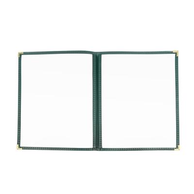 Risch TED 8.5X11 Double Pocket Vinyl Menu Cover, 8 1/2"W x 11"H, Green Leatherette