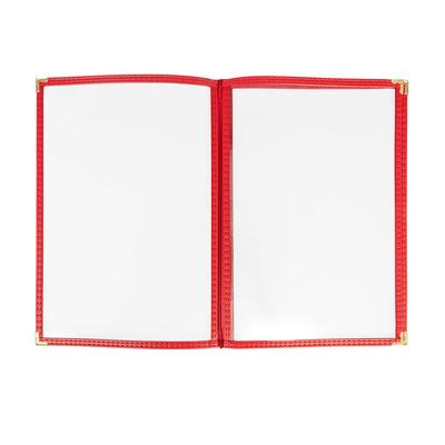 Risch TETB 8.5X14 Triple Pocket Vinyl Menu Cover, 8 1/2"W x 14"H, Red Leatherette