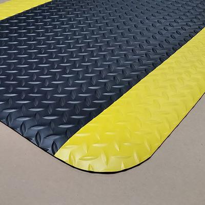 Cactus Mat 1053R-475 BLK Cushion Diamond-Dekplate w/ Yellow Edge - 4' x 75', Vinyl, Black, Black Vinyl