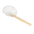 Town 42608 8" Diameter Coarse Mesh Skimmer, Bamboo Handle, Round, Stainless, Silver