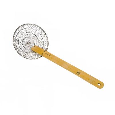Town 42610 10" Diameter Mesh Skimmer, Bamboo Handle, Round, Stainless, Silver