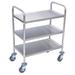 Luxor L100S3 3 Level Stainless Utility Cart w/ Raised Ledges, Silver