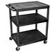 Luxor LE40-B 40" 3 Level A/V Utility Cart w/ 400 lb Capacity - Plastic, Black