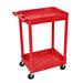 Luxor RDSTC11RD 2 Level Polymer Utility Cart w/ 300 lb Capacity - Raised Ledges, Red