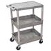 Luxor STC211-G 3-Level Polymer Utility Cart w/ 300-lb Capacity, Raised Ledges, Gray