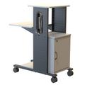 Luxor WPS4CE 40" 4 Level Presentation Station w/ 110 lb Capacity & Locking Cabinet - Steel/Laminate, Black/Gray