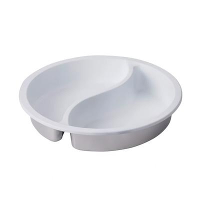 Spring USA 572-62/12 6 qt Divided Round Chafer Food Pan, White Coat Finish, Stainless, Stainless Steel
