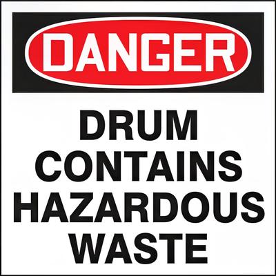 Accuform Signs MHZW105PSP "DANGER" Hazardous Waste Drum & Container Label - 6" x 6", Adhesive Coated Paper, Acrylic Adhesive
