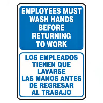 Accuform Signs SBMRST579XL Bilingual Hand Washing Sign - 14" X 10", Aluma-Lite, Blue/White