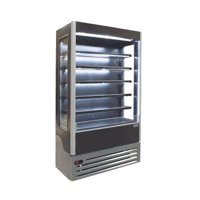 Ojeda ALPA-120HSLIM 47 1/2" Vertical Open Air Cooler w/ (6) Levels, 120v, Self-Contained, 5 Shelves, Black