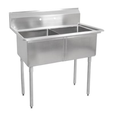 John Boos E2S8-1620-12 37" 2 Compartment Sink w/ 16"L x 20"W Bowl, 12" Deep, Stainless Steel, Freestanding