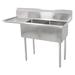 John Boos E2S8-24-14L24 E-Series 74 1/2" 2 Compartment Sink w/ 24"L x 24"W Bowl, 14" Deep, Stainless Steel, Freestanding