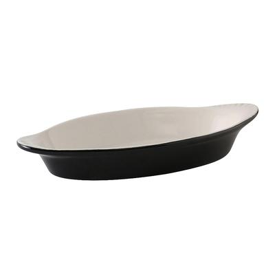 Tuxton B4N-120 12 oz. Oval, DuraTuxÂ© Welsh Rarebit - Ceramic, Black/Eggshell