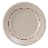 Tuxton YBA-090 9" Round Monterey Plate - Ceramic, Eggshell, Berry Stripe, White