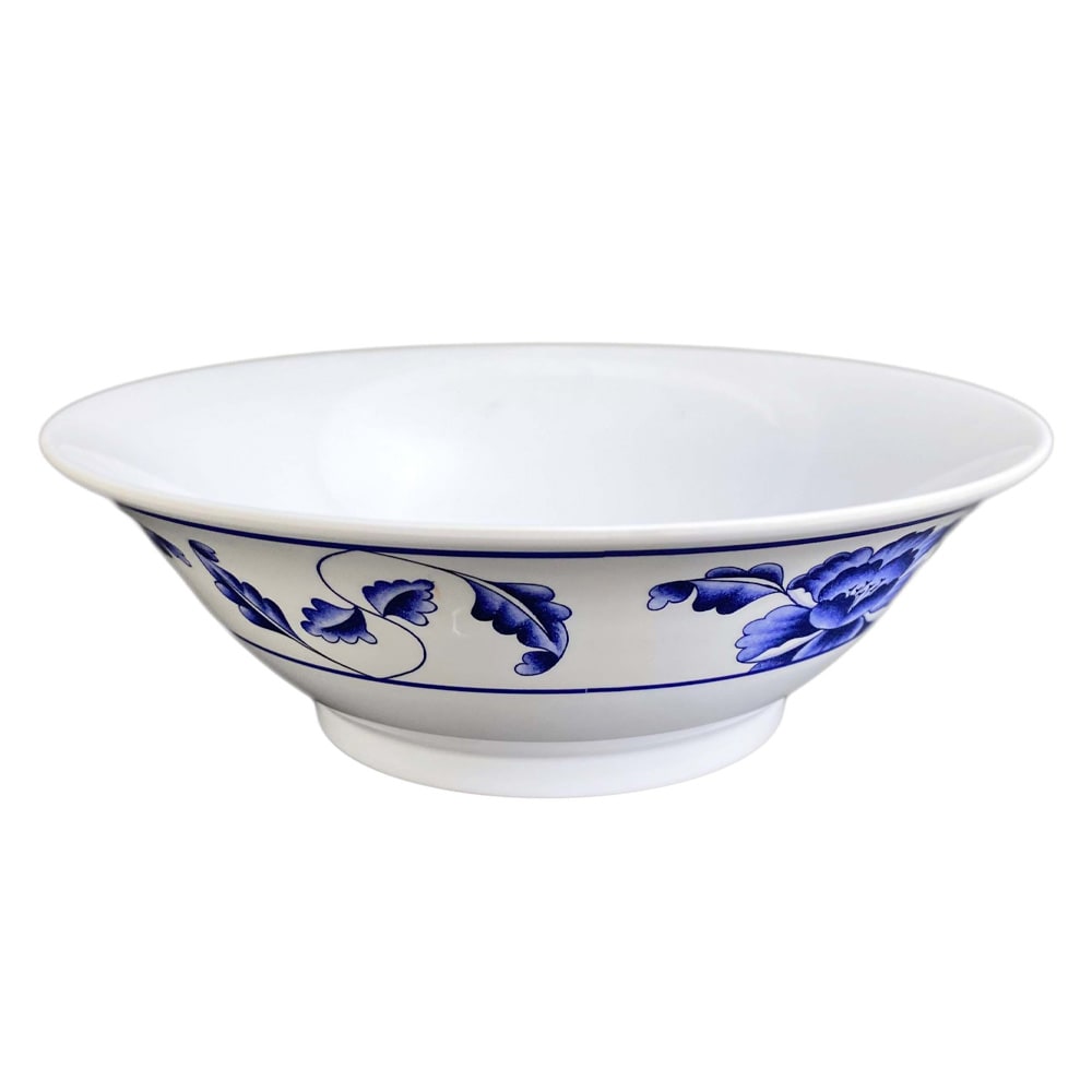 Thunder Group 5008TB 35 oz Round Lotus Special Bowl - Melamine, White/Blue, 1 Dozen