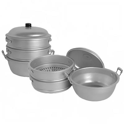 Thunder Group ALST002 11 3/8" Round Chinese Steamer Set, Aluminum, Silver