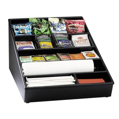 Dispense-Rite WLS-1BT Lid, Straw & Condiment Organizer, Wide, 9 1/2 x 16 1/2 x 23 in, Poly/ABS, Black