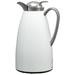 Service Ideas CJZ1WHT 1 liter Vacuum Carafe w/ Push Button Lid & Glass Liner - Stainless w/ White Finish