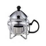 Service Ideas T600CC 3/5 liter Tea Press w/ Glass Pitcher, Metal Holder, Chrome Finish, Silver