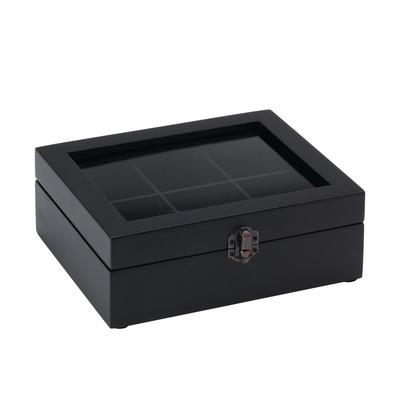 Service Ideas TB006 Tea Box w/ 6 Compartments, 8 1/4 x 7 1/4", Beechwood