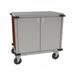 Cadco CC-LUC-L5 Locking Door Utility Cart w/ Adjustable Storage Shelf & Handle - Stainless Steel/Versailles Cherry Laminate, Red