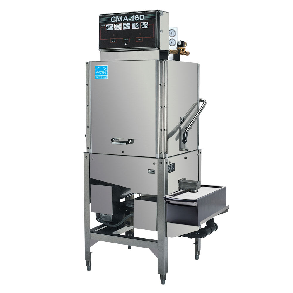 CMA Dishmachines CMA-180CB 240/1 High Temp Door Type Dishwasher w/ 60 Racks/hr Capacity, Built-in Booster, 240v/1ph, Stainless Steel