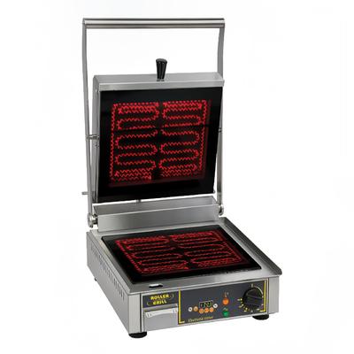 Equipex PANINIVG ST/SB Single Commercial Panini Press w/ Ceramic Smooth Plates, 208-240v/1ph, Smooth Ceramic Plates, 13.25" x 12" Cooking Surface, Stainless Steel