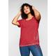 T-Shirt SHEEGO "Große Größen" Gr. 48/50, rot (mohnrot) Damen Shirts Jersey in 2-in-1-Optik mit Print und Tunnelzug
