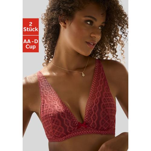 Push-up-BH PETITE FLEUR Gr. 85, Cup B, braun (haselnuss, puder) Damen BHs Bügel-BHs in modischem High-Apex Schnitt