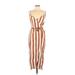 ASOS Casual Dress - Midi V Neck Sleeveless: Orange Stripes Dresses - Women's Size 5