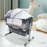 Lofn Baby Bassinet Crib Gray Foldable Portable Infant Bed