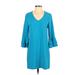 Charles Henry Casual Dress - Shift: Blue Dresses - Women's Size X-Small
