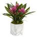 Nearly Natural 11in. Bromeliad Artificial Plant in Marble Finished Vase Purple