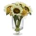 Nearly Natural 12 in. Sunflower & Sedum Artificial Arrangement in Vase