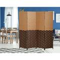 Folding Room Screen Dividers with 4 Panels Wood Mesh Woven Design Privacy Screens for Indoors Portable High Fiber Partition Screen Free-Standing for Home Office Bedroom Living Room