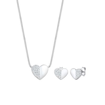 Elli - Herz Liebe Kristalle 925 Silber Playful Schmuck-Set 1 ct Damen