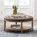 Montgomery Coffee Table Ottoman - Bonded Leather, Marbled Bourbon - Grandin Road