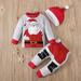 Kayannuo Christmas Hat Christmas Clearance Newborn Infant Baby Boy Girl Christmas Winter Baby Christmas Suit With Christmas Hat Cute Christmas Three-piece Set Christmas Gifts