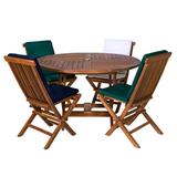 All Things Cedar Shirehampton 5-Piece 4-ft Teak Round Folding Outdoor Table Set Wood/Teak in Brown/Red/White | Wayfair TT5P-R-R
