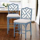 Dayna Stools - Worn Black/Sandberg Parchment, Counter Stool 25"H - Ballard Designs - Ballard Designs