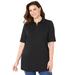 Plus Size Women's Short Sleeve Polo by Catherines in Black (Size 1X)