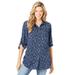 Plus Size Women's Utility Button Down Shirt by Woman Within in Navy Floral (Size 14/16)