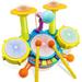 Kids Drum Set for Toddlers 1-3 Musical Instruments Toddlers Drum Toys with 2 Drum Sticks Flash Light and Adjustable Microphone Baby Drum Birthday Gift for 1-8 Years Old Boys and Girls