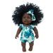 Feledorashia Cute Curly Black Baby Dolls Newborn Dolls Realistic Looking Black Skin Indian African Baby Doll Toy Real Life Soft Silicone Black Baby Toy with Clothes Outfits and Hairband