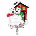 Personalized by Santa Home the New Home & Polar Bear Couple Shaped Ornament Ceramic/Porcelain in Green/Red/White | Wayfair POLARX-OR1259