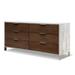 HomeRoots 30" Dark Walnut Veneer Steel and Concrete Dresser with 6 Drawers