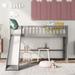 Twin Size Low Loft Bed with Ladder and Slide for Kids, Boys, Girls